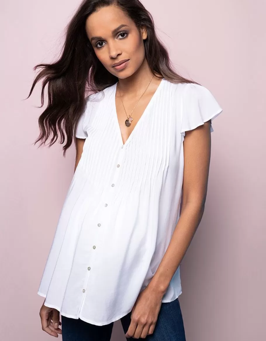 New Seraphine Blusa Premama Con Drapeado - Blanco