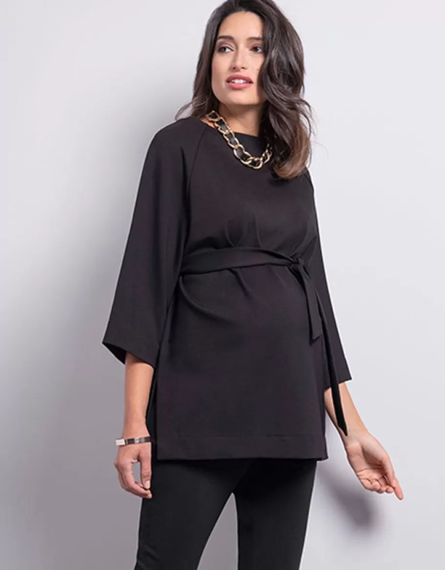 Fashion Seraphine Blusa Premama Punto Roma - Negro