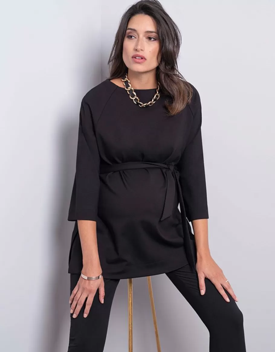 Fashion Seraphine Blusa Premama Punto Roma - Negro