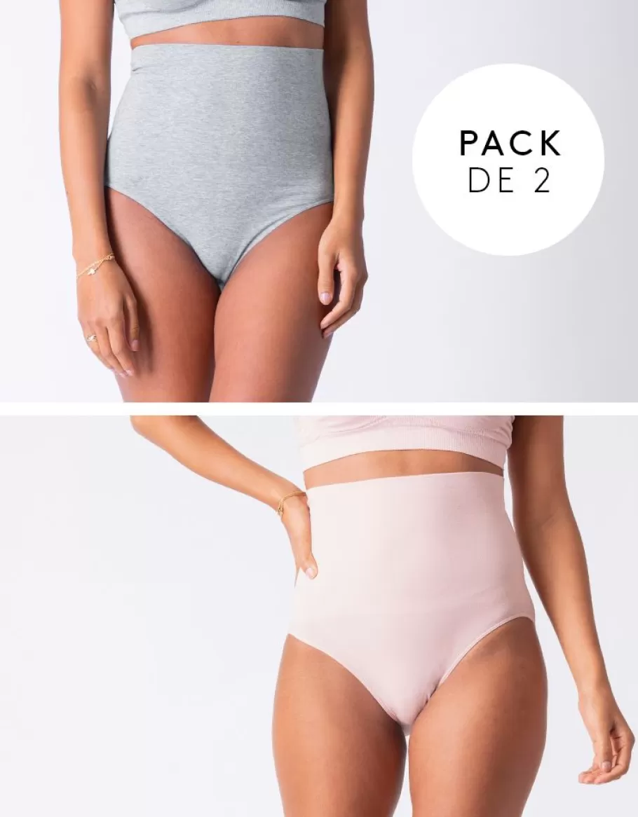 Cheap Seraphine Braguitas Postparto De Tiro Alto Gris Y Rosa Pack De 2