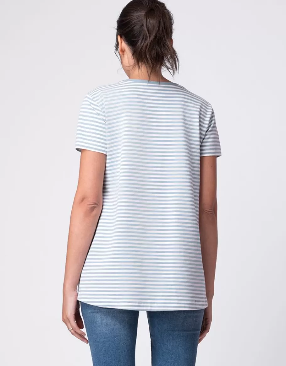 Hot Seraphine Camiseta De Maternidad A Lactancia Con Rayas Azules Y Blancas