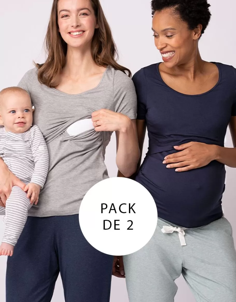 Cheap Seraphine Camisetas Premama Y Lactancia Gris & Azul Marino