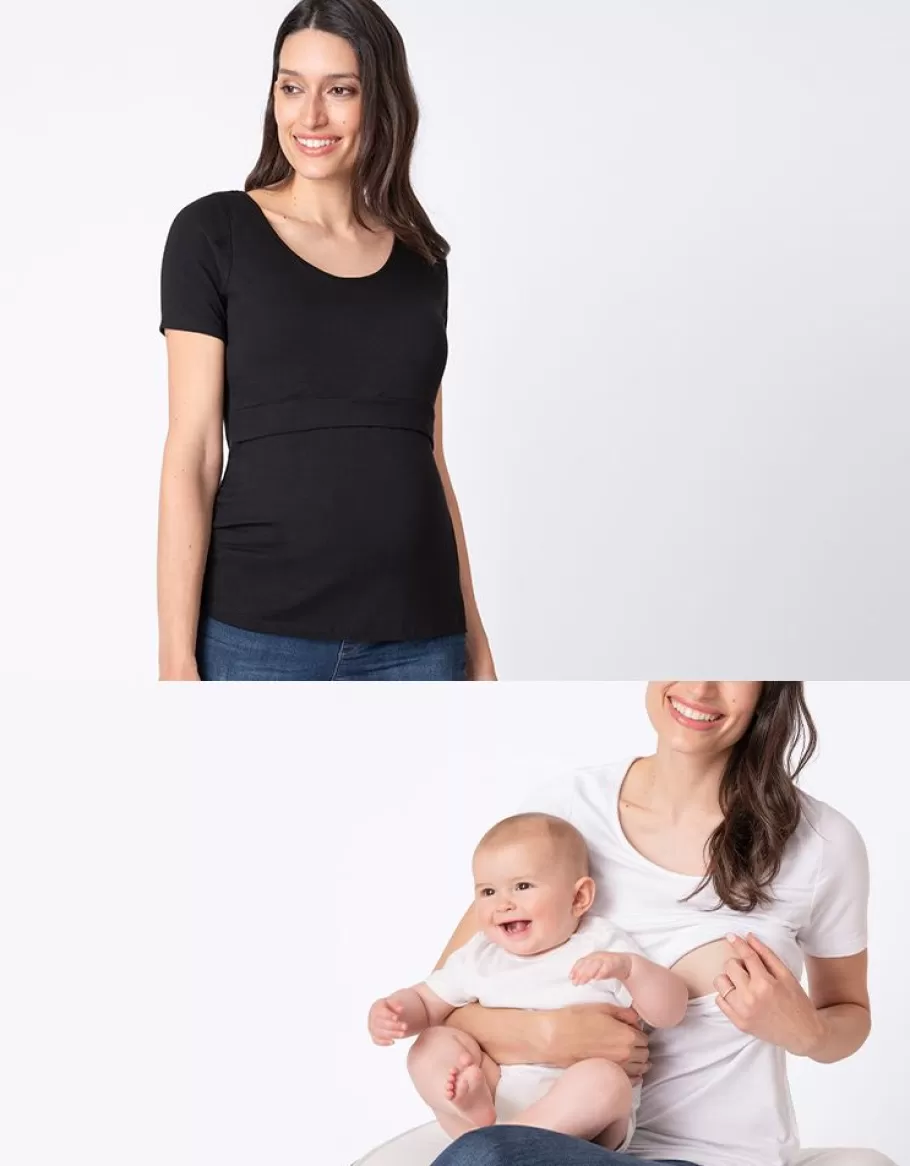 Best Seraphine Camisetas Premama Y Lactancia Pack De Blanca Y Negra