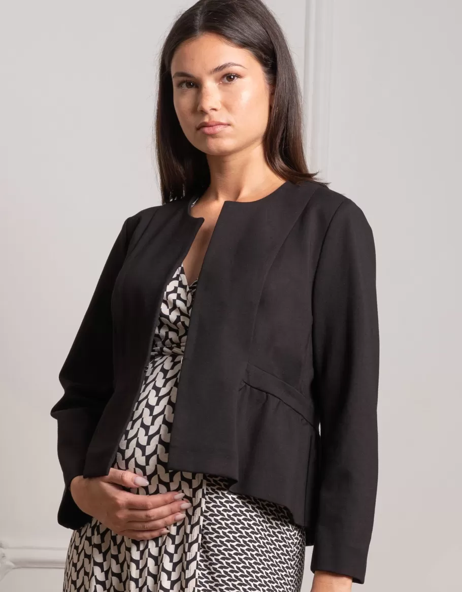 Fashion Seraphine Chaqueta Negra De Premama De Peplum