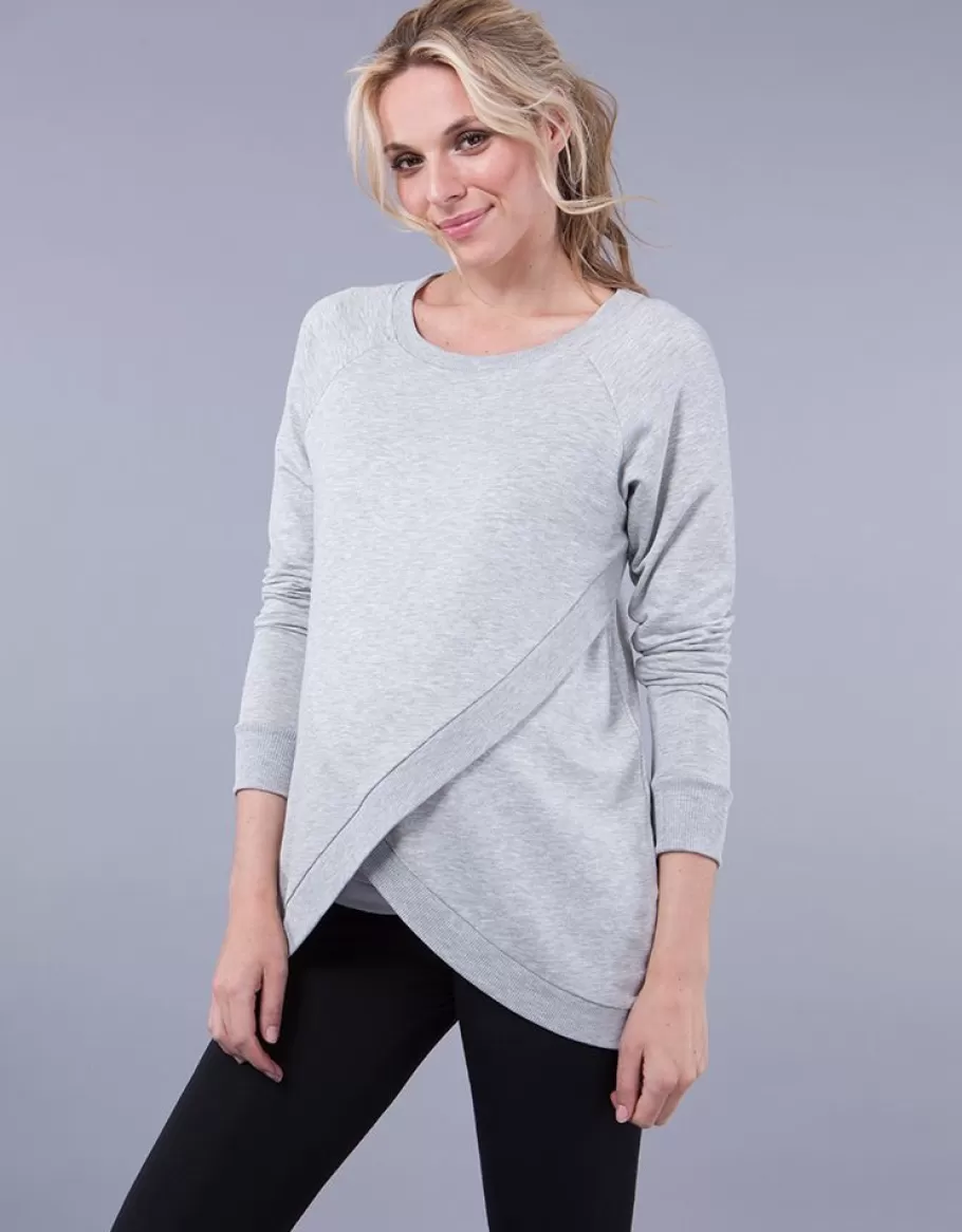 Clearance Seraphine Jersey Lactancia Premama Cruzado En Mezcla De Algodon - Gris