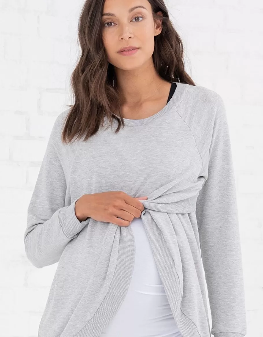 Clearance Seraphine Jersey Lactancia Premama Cruzado En Mezcla De Algodon - Gris