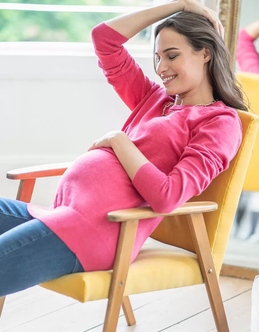 Best Sale Seraphine Jersey Premama De Algodon Con Abertura Para Lactancia En Color Cereza