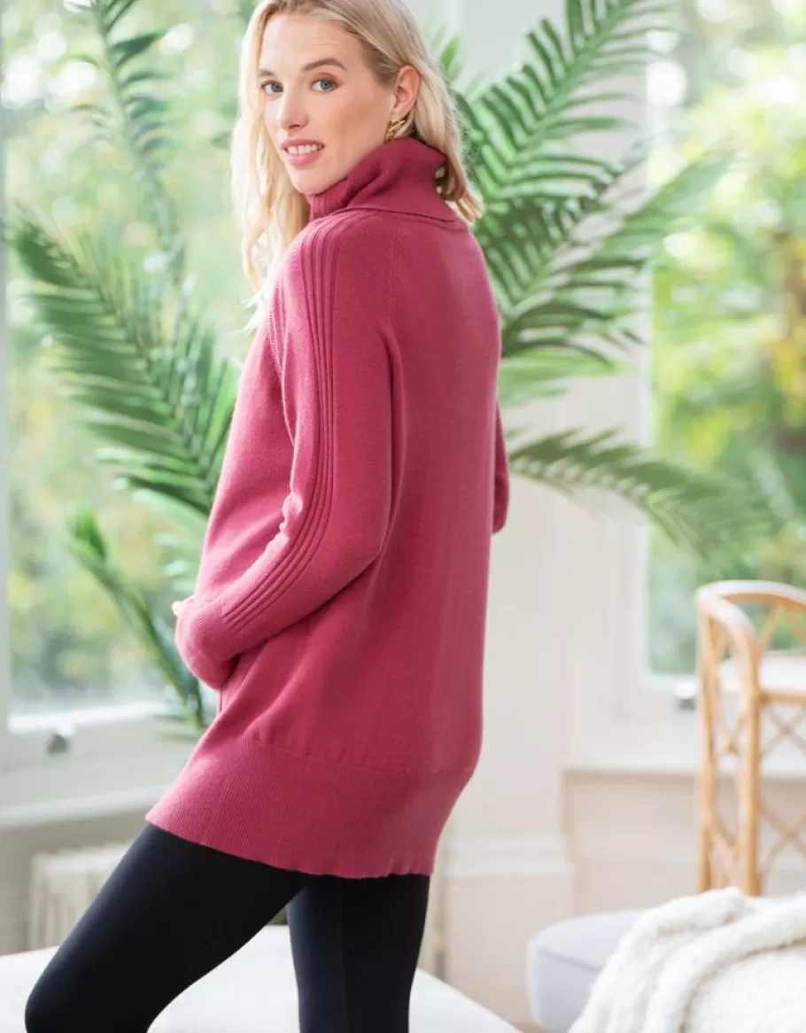 Hot Seraphine Jersey Premama Y De Lactancia Con Cuello Vuelto En Color Frambuesa