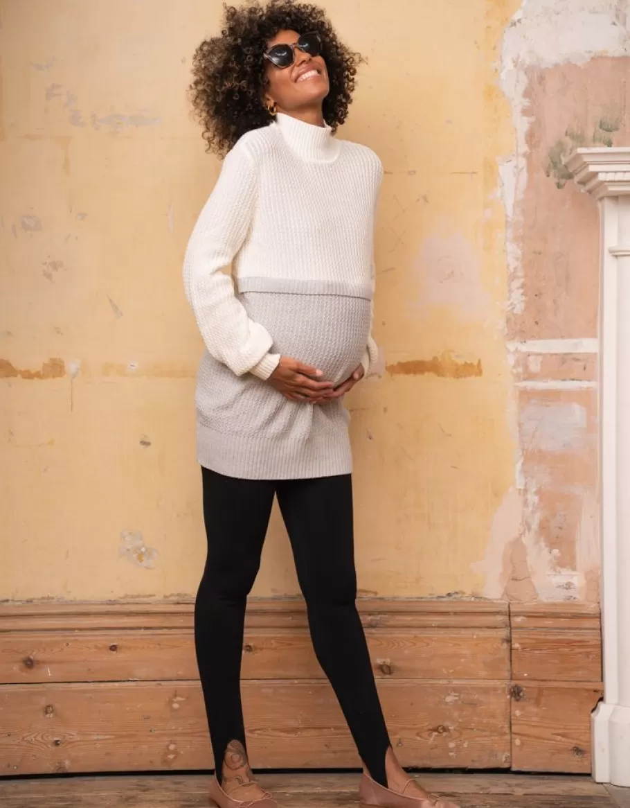 Online Seraphine Jersey Premama Y De Lactancia En Algodon De Color Gris Y Crema