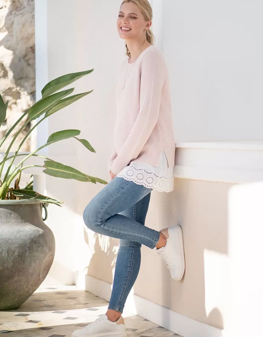 Online Seraphine Jersey Rosa A Capas De Punto De Maternidad A Lactancia Con Camiseta Interior De Encaje