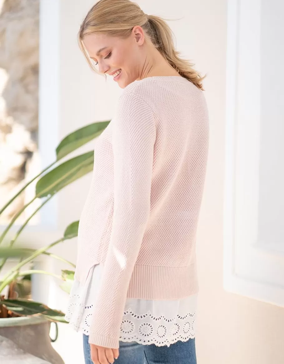 Online Seraphine Jersey Rosa A Capas De Punto De Maternidad A Lactancia Con Camiseta Interior De Encaje