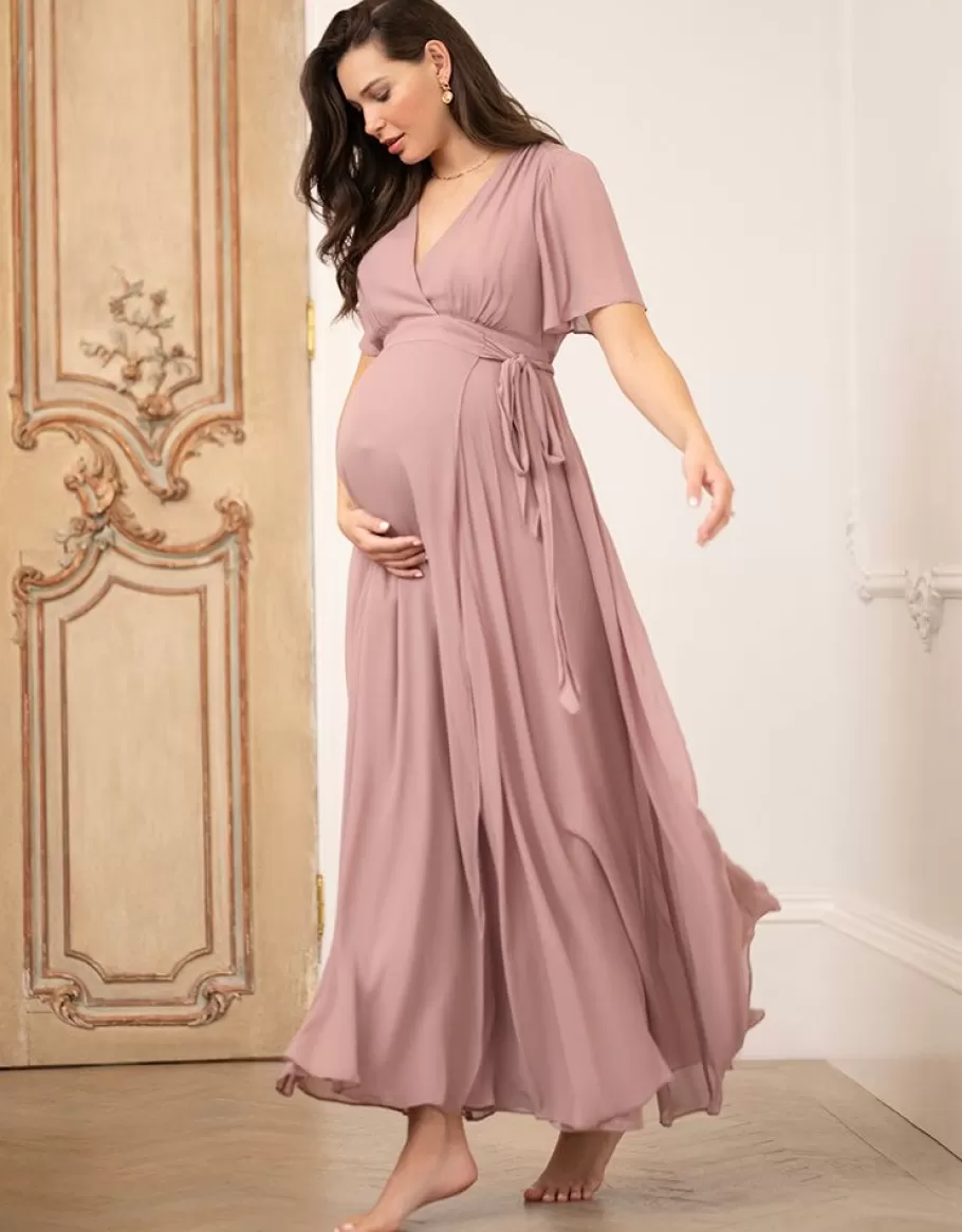 Online Seraphine Maxivestido Envolvente Malva Premama Y De Lactancia