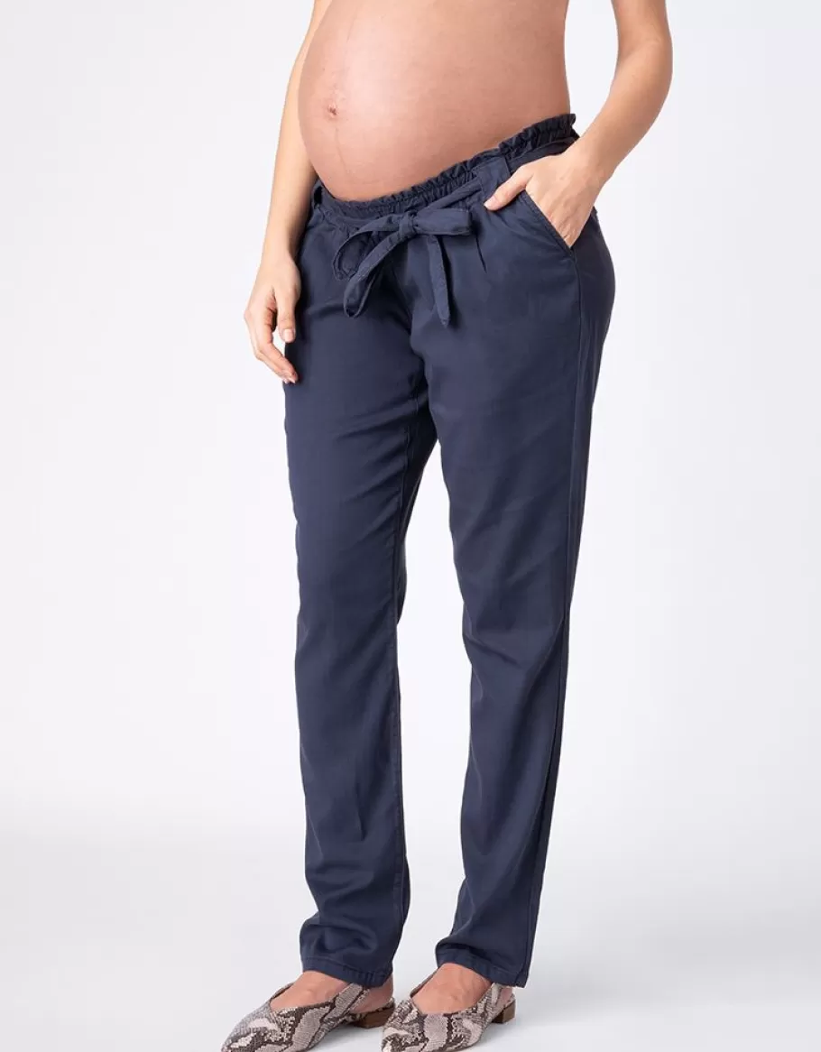 Online Seraphine Pantalones Premama Chinos Azulen Mezcla De Algodon