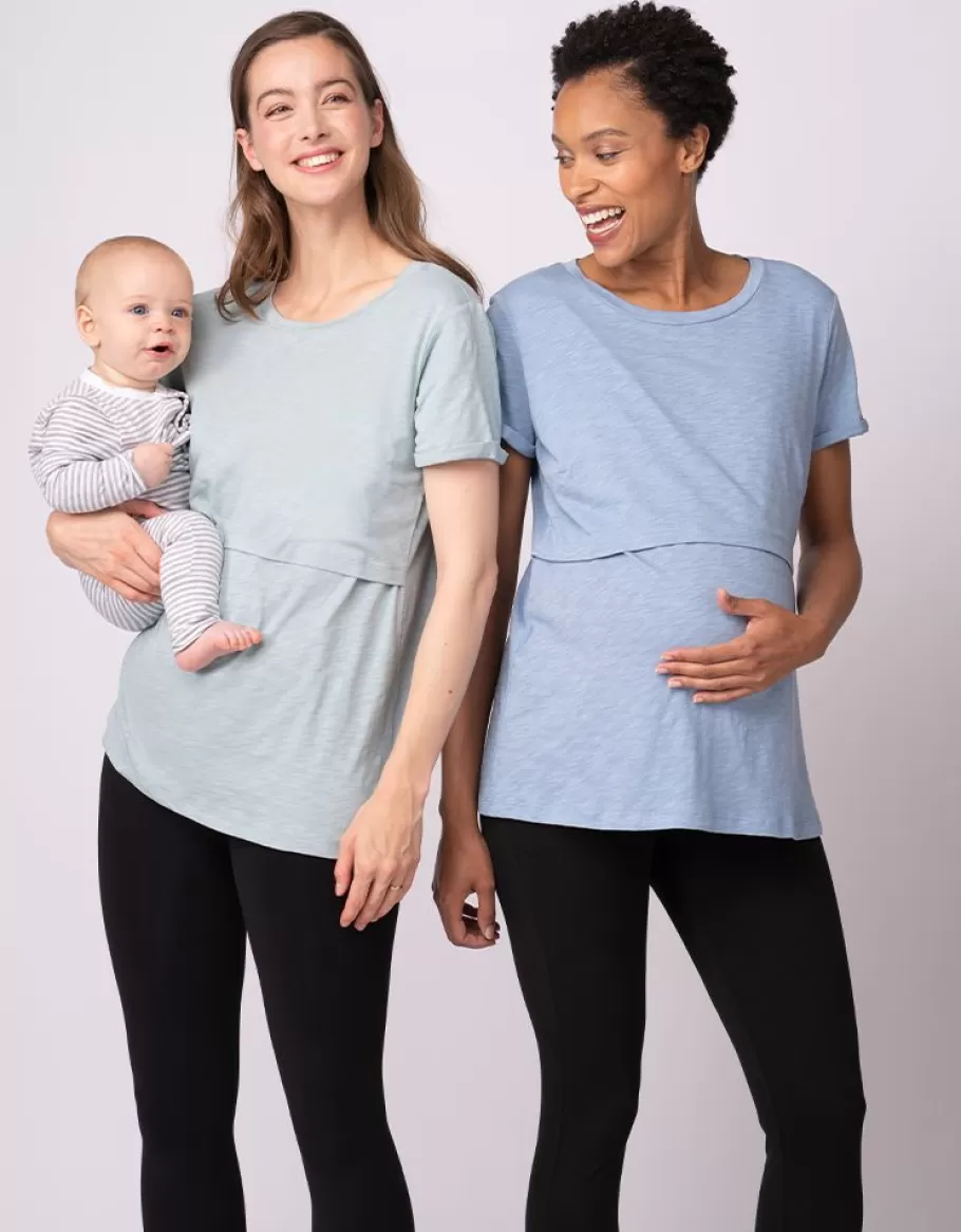 Flash Sale Seraphine Paquete De Dos Camisetas Esenciales De Maternidad A Lactancia En Azul Y Verde