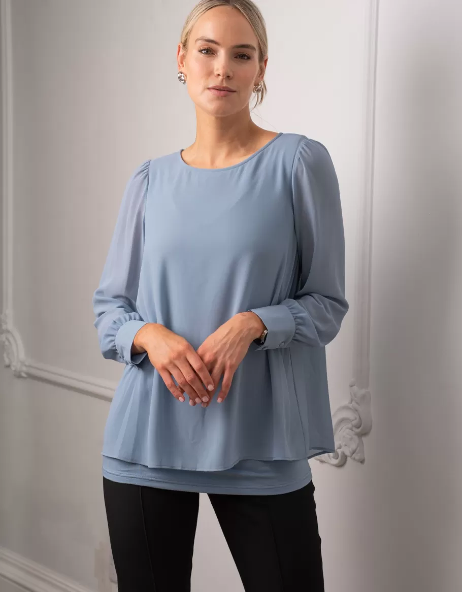 Hot Seraphine Top De Premama Y De Lactancia A Capas Azul Pizarra