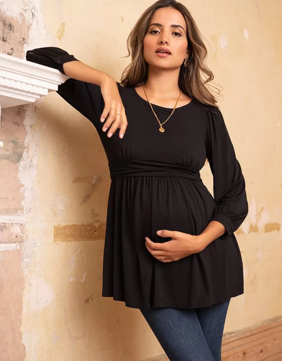 New Seraphine Top Premama Y De Lactancia Con Corte Imperio En Color Negro