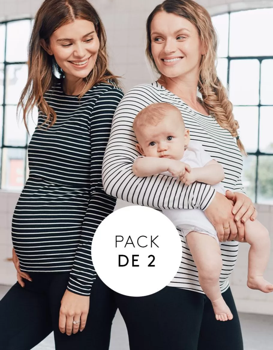 New Seraphine Tops Premama Y Lactancia A Rayas Pack De 2