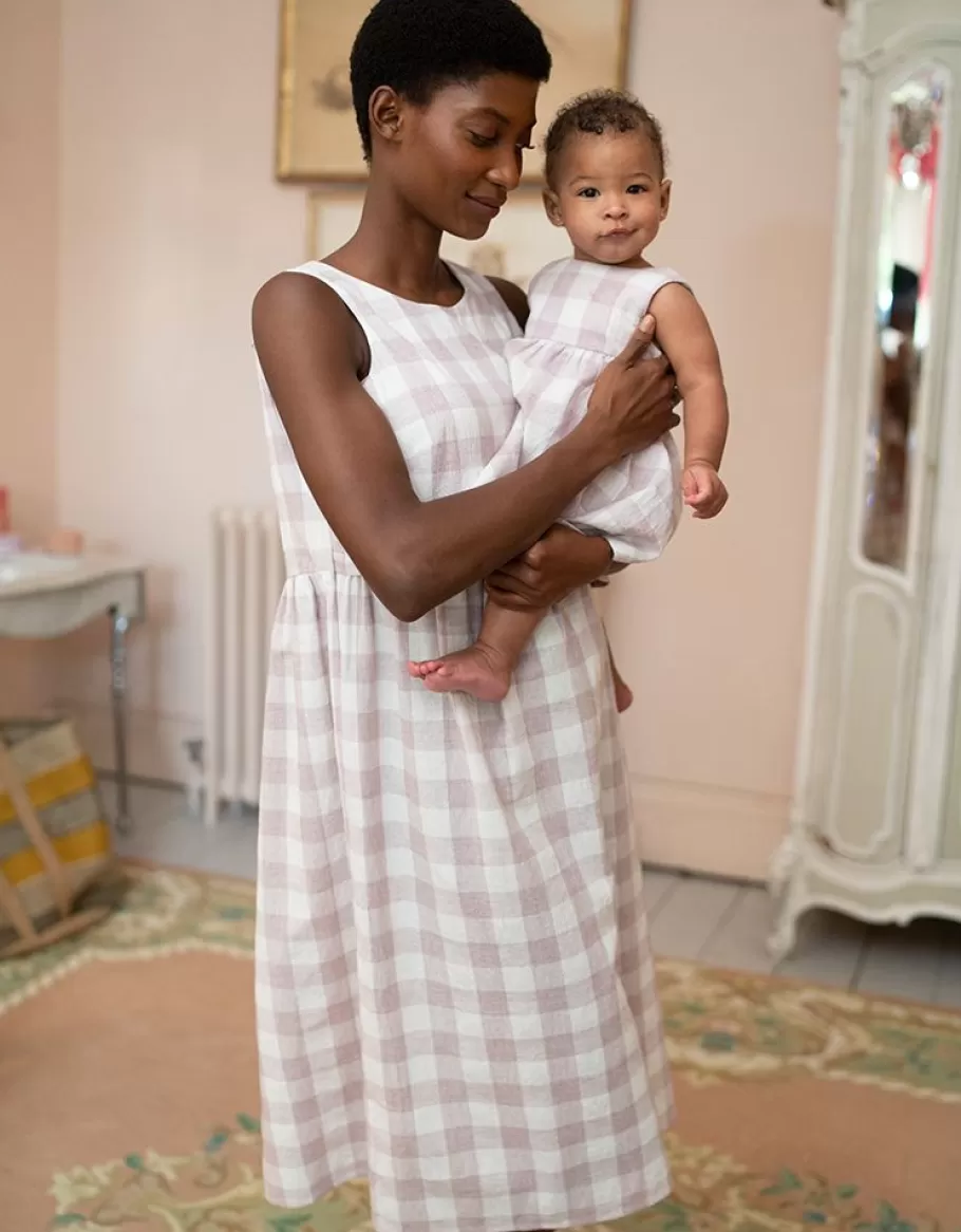 Shop Seraphine Vestido Bebe De Algodon Vichy Malva Y Blanco