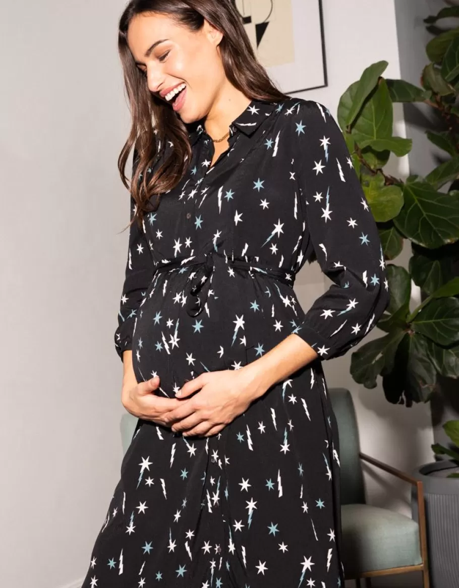 Fashion Seraphine Vestido Camisero Premama Y De Lactancia Con Motivo De Estrellas Fugaces