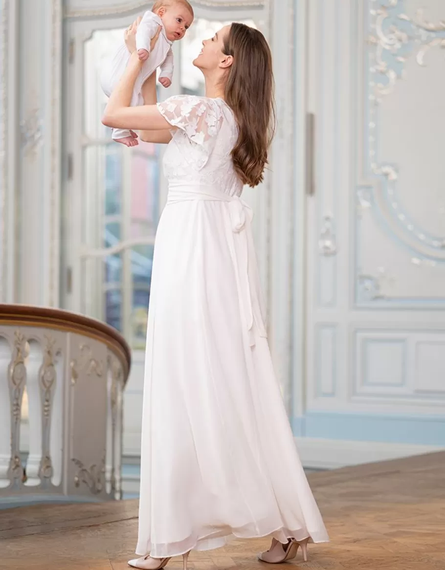 Online Seraphine Vestido De Novia Premama Y Lactancia Largo De Gasa De Seda Y Encaje Marfil