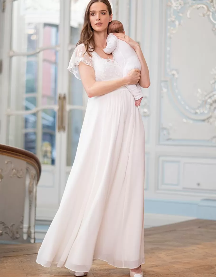 Online Seraphine Vestido De Novia Premama Y Lactancia Largo De Gasa De Seda Y Encaje Marfil