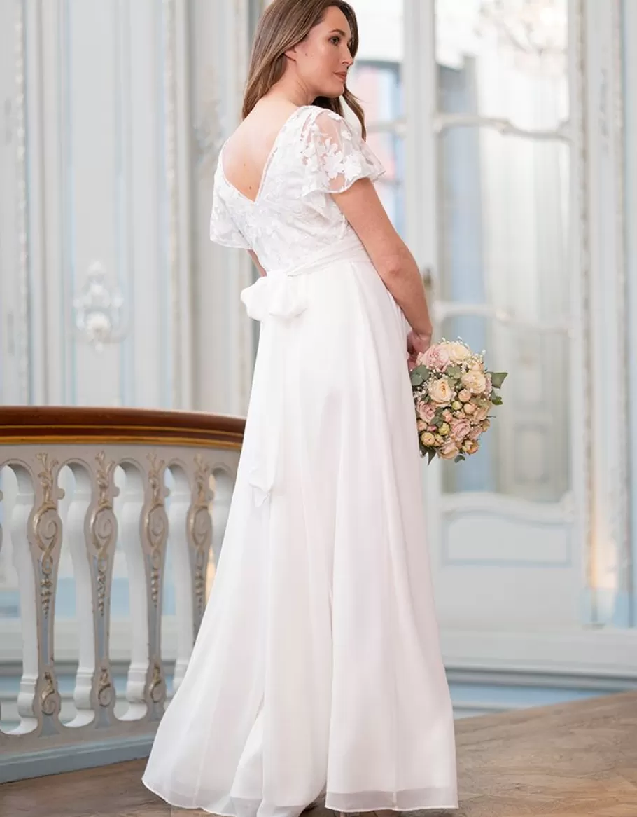 Online Seraphine Vestido De Novia Premama Y Lactancia Largo De Gasa De Seda Y Encaje Marfil