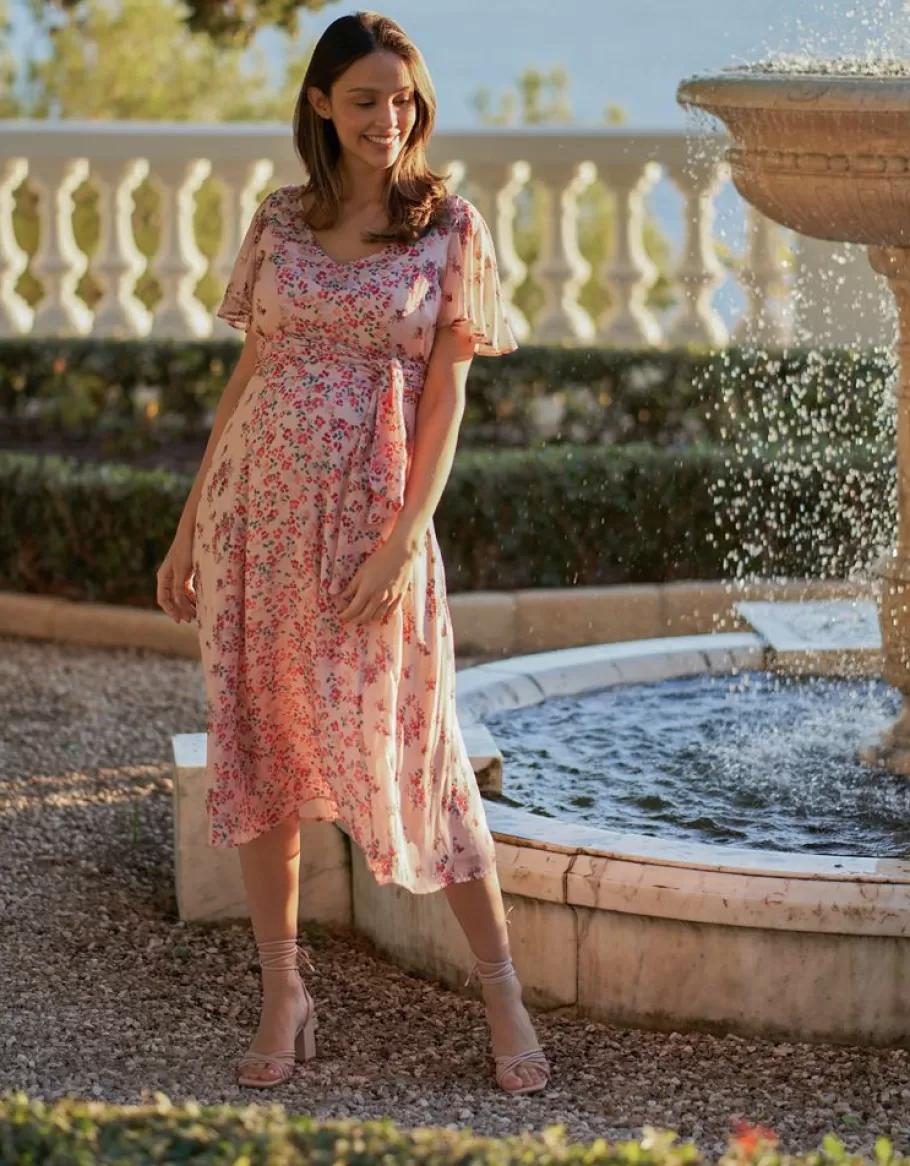 Best Sale Seraphine Vestido De Ocasion De Maternidad A Lactancia Con Estampado De Flores - Rosa