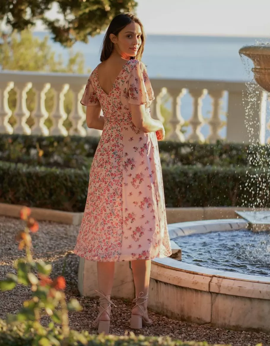 Best Sale Seraphine Vestido De Ocasion De Maternidad A Lactancia Con Estampado De Flores - Rosa
