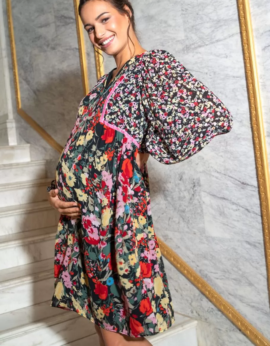 Best Sale Seraphine Vestido Premama A Lactancia Bohemio Con Estampado De Flores Mixtas