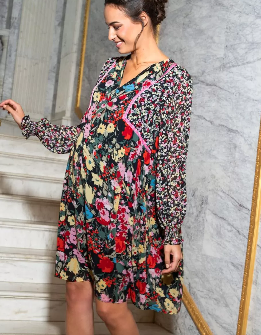 Best Sale Seraphine Vestido Premama A Lactancia Bohemio Con Estampado De Flores Mixtas