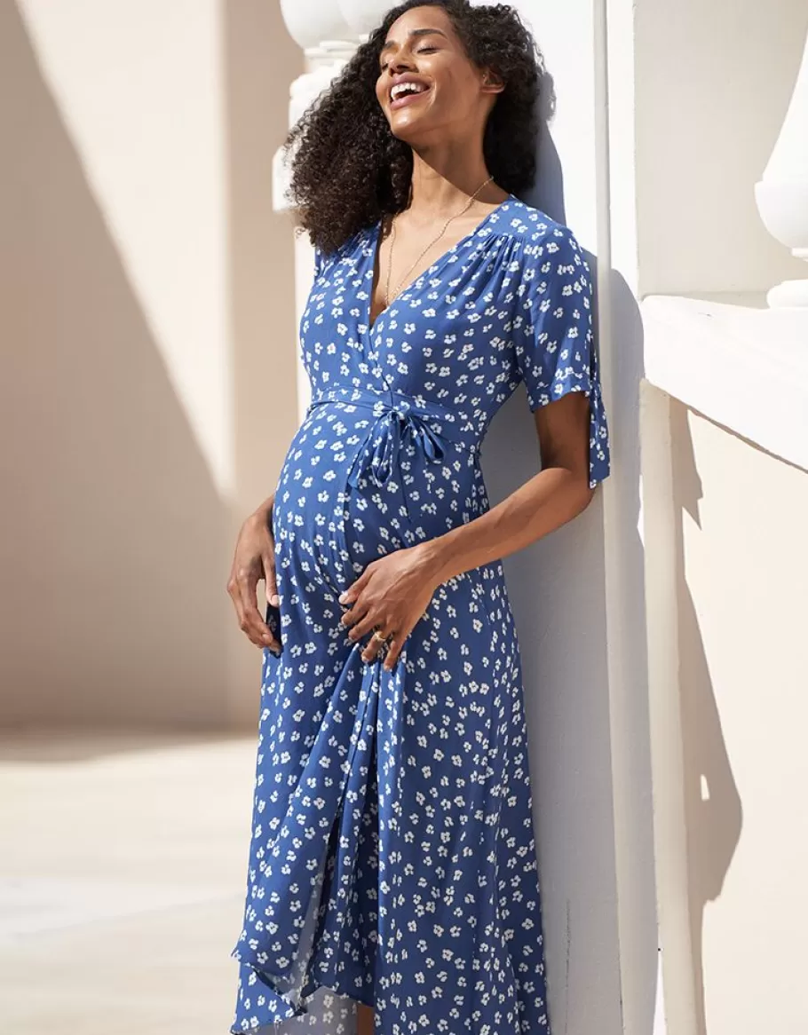 Cheap Seraphine Vestido Premama Cruzado Midi Azul