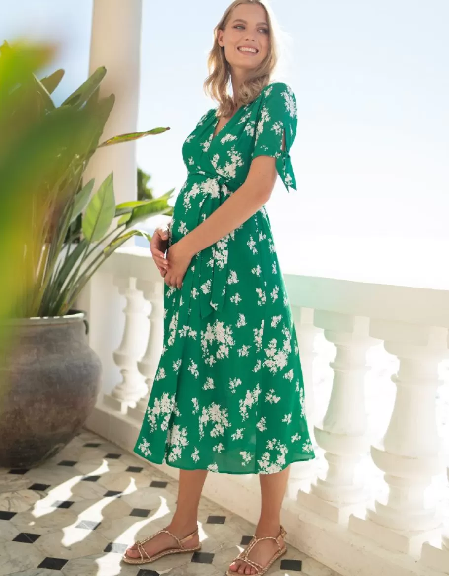 Best Seraphine Vestido Premama Cruzado Midi Verde