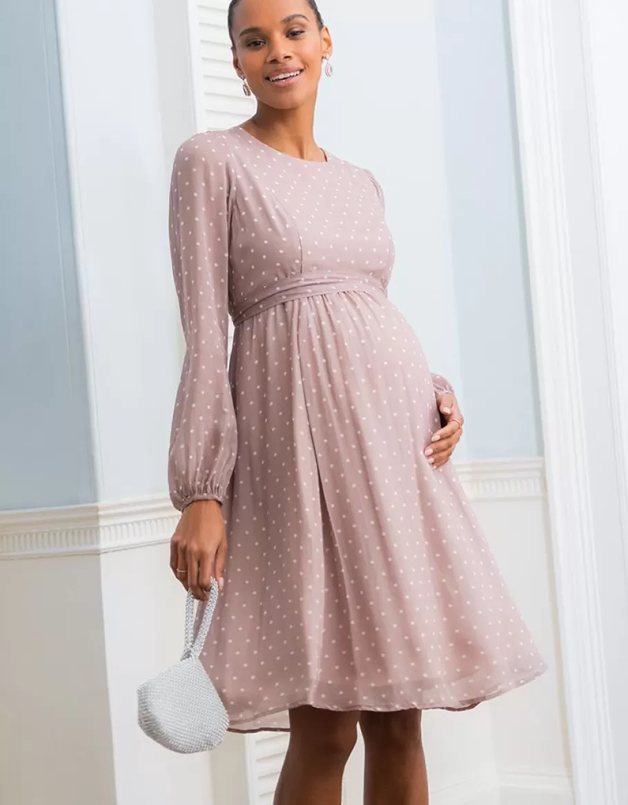 Clearance Seraphine Vestido Premama De Gasa Con Lunares Blancos Y Topo