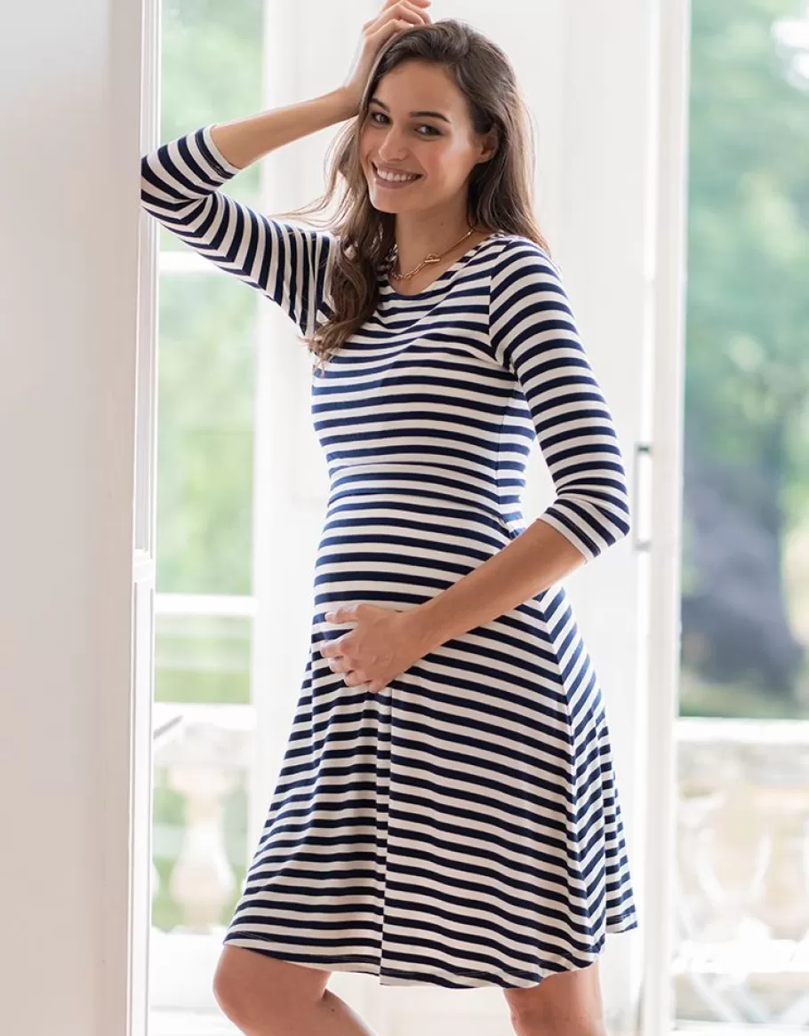 Discount Seraphine Vestido Premama De Rayas Marineras - Blanco Y Azul