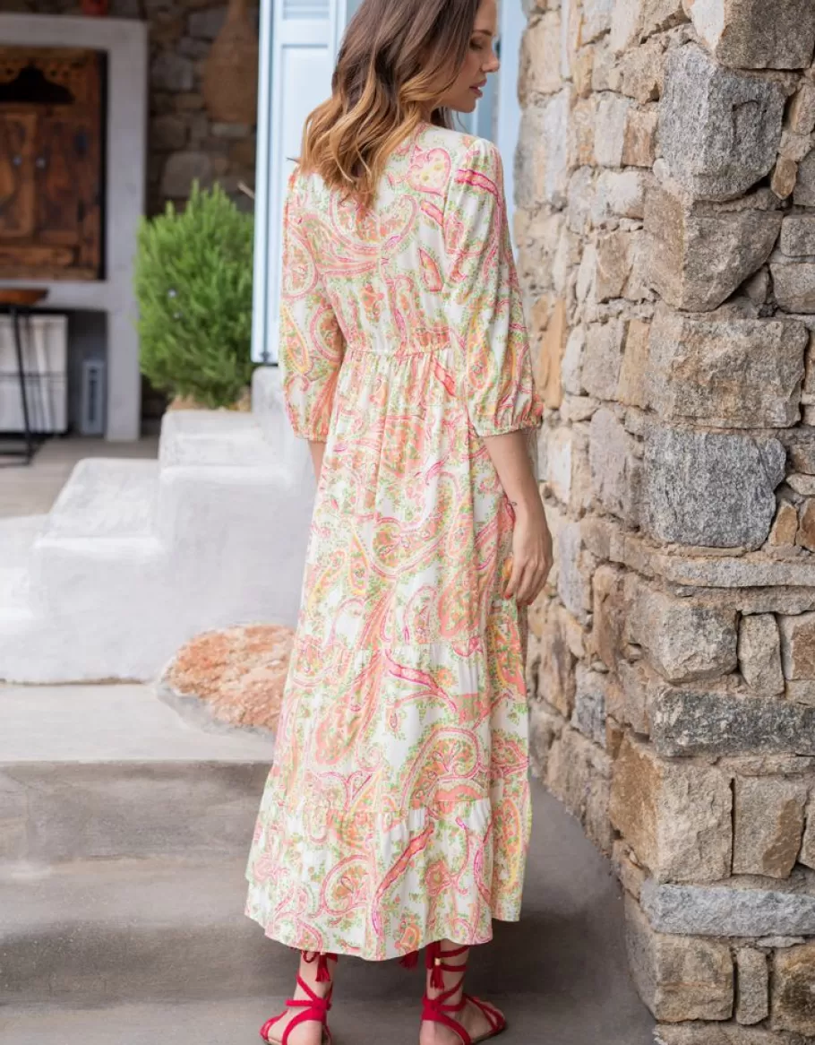 Sale Seraphine Vestido Premama Y De Lactancia Con Estampado De Cachemira Y Busto En Lazo
