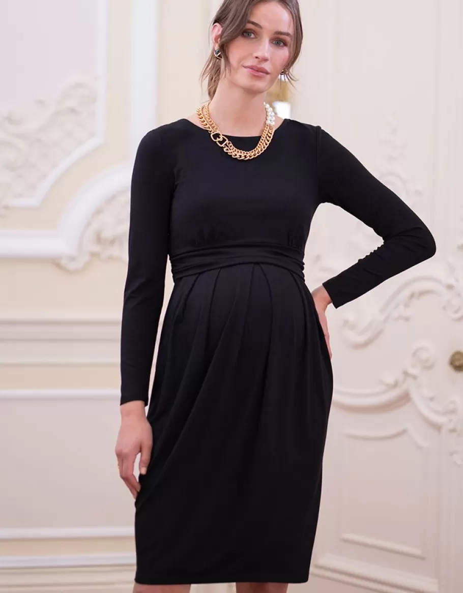 New Seraphine Vestido Premama Y De Lactancia De Punto Elastico En Color Negro
