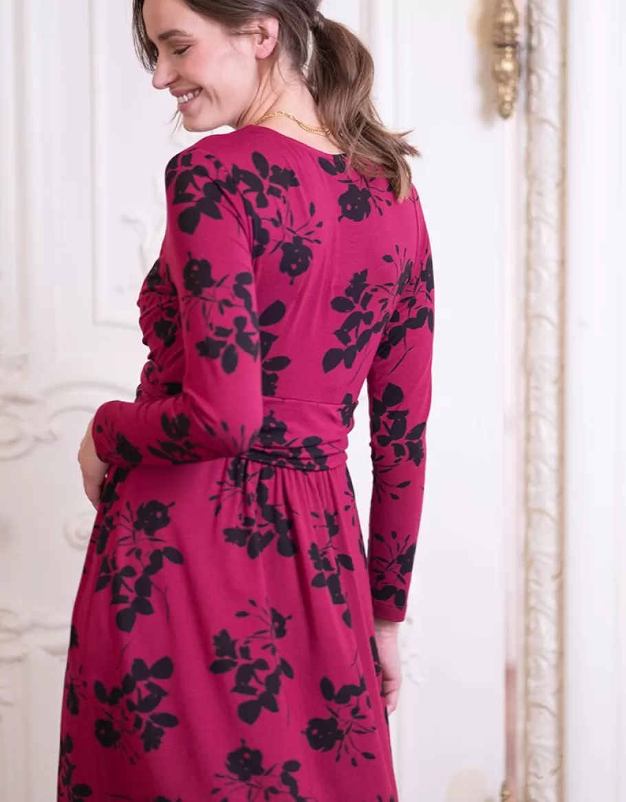 Sale Seraphine Vestido Premama Y De Lactancia En Punto Con Flores De Color Fucsia